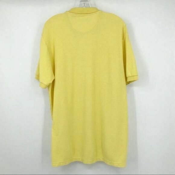 Chaps Men's Polo Shirt Yellow Size L 100% Cotton Short Sleeve 1/4 Button Top - Picture 5 of 6